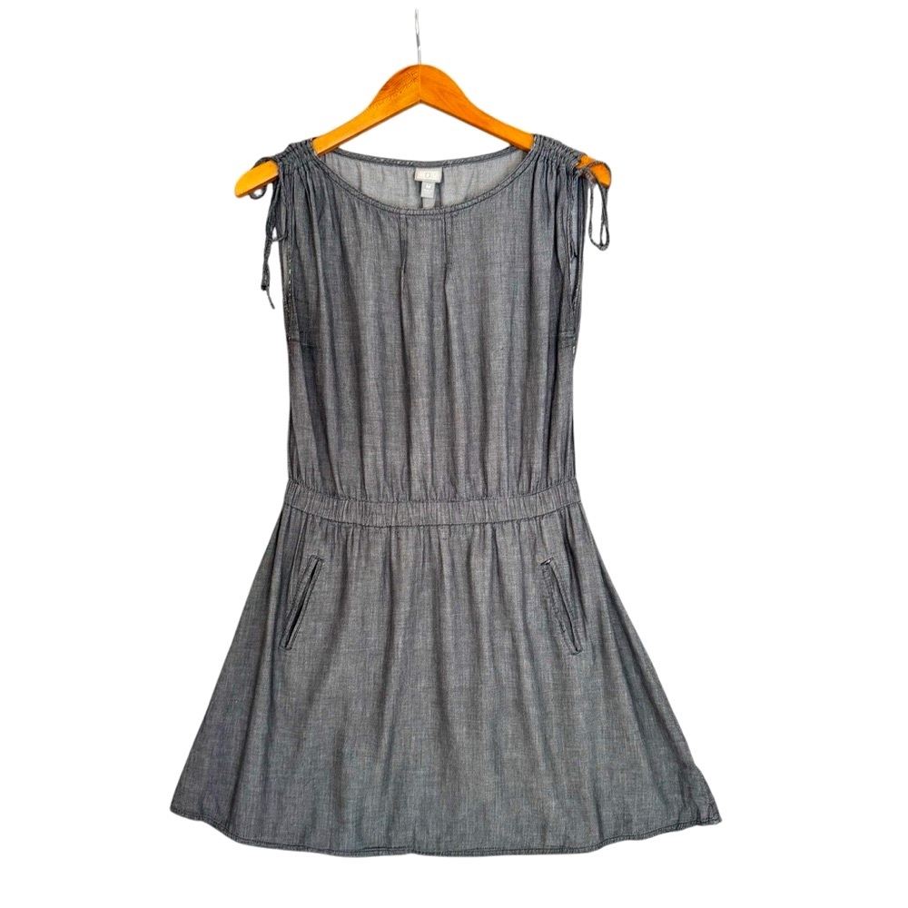 Converse Chambray Skater Dress Medium Drawstring Sleeves Pockets